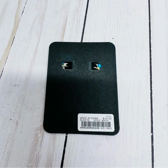 J. Crew NEW Pearl Charm Huggie Hoops in Moaco Blue Style AE474 - Picture 3 of 4